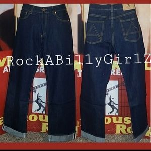 Tatyana Archie Vintage 1952 Style 4" Cuffed RockABilly Saddle Stitch Denim Jeans